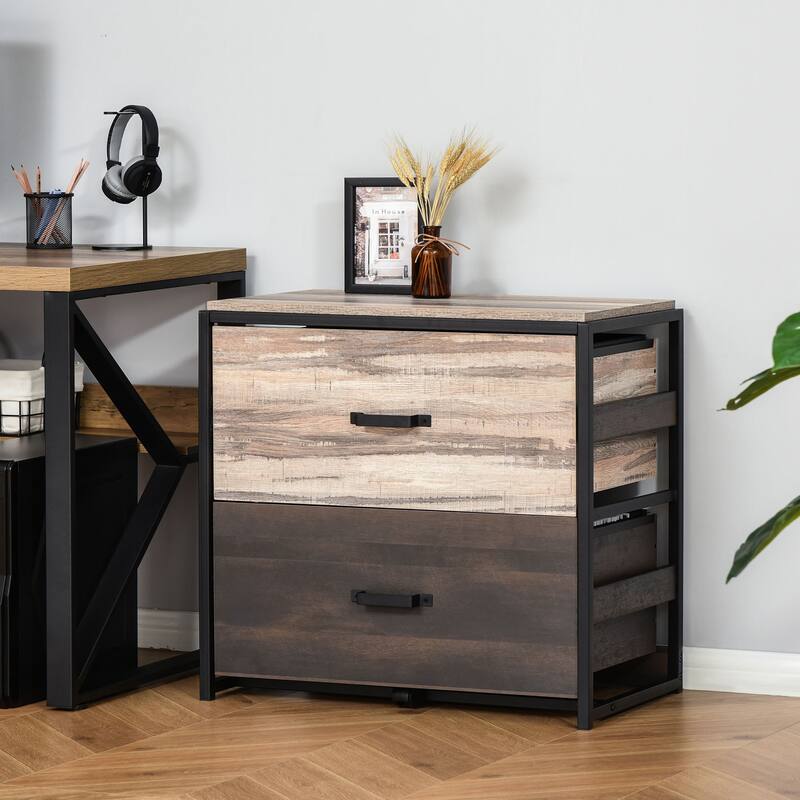 Vinsetto Office File Cabinet with 2 Large Drawers and Adjustable Metal Hanging Bars