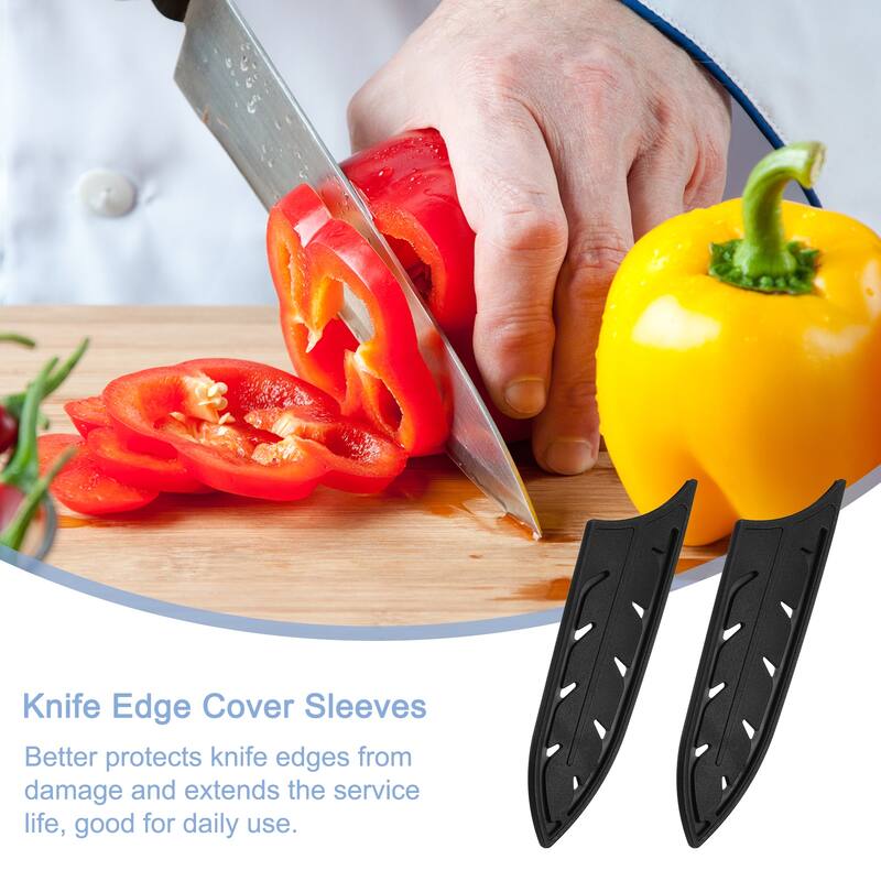 2Pcs Knife Cover Sleeves Knife Edge Guards Blade Protector for 6" Ceramic Knife - Black