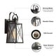preview thumbnail 13 of 15, Modern 1-Light Black Outdoor Wall Sconce Glass Patio Lantern - W5.5"x L6"x H12.75"