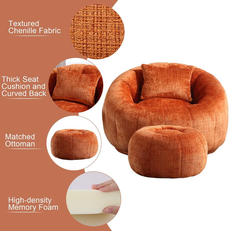 Bean Bag Chairs With Ottoman for Living Room
