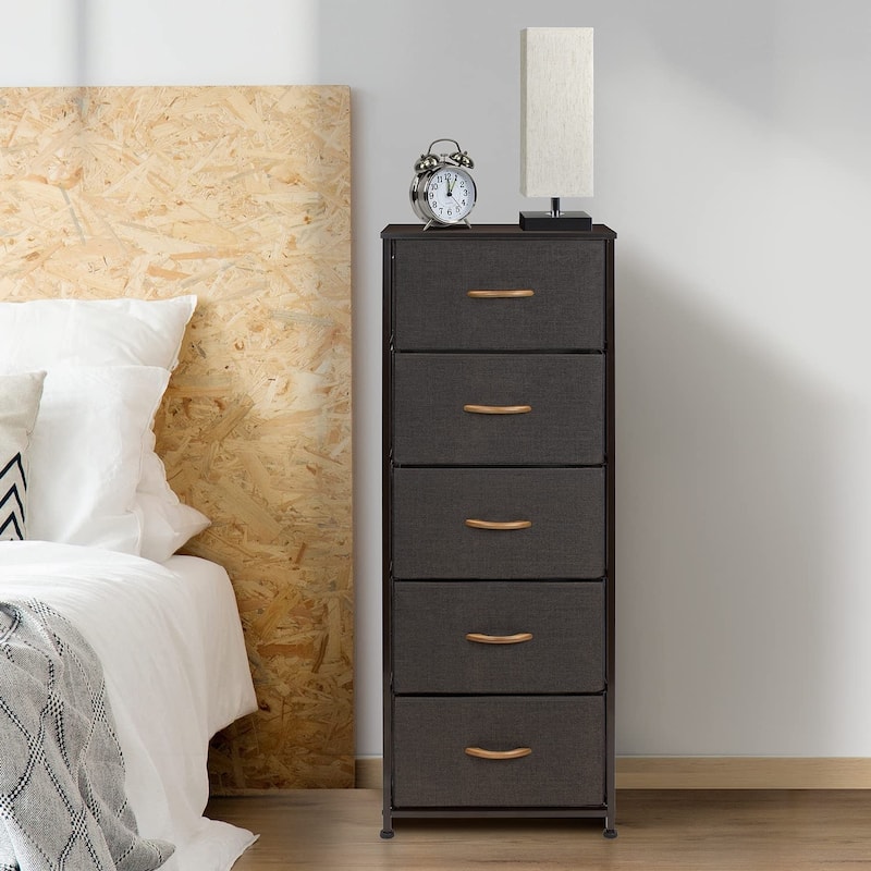 Dresser w/ 5 Drawers Furniture Tall Storage Organizer Unit for Bedroom