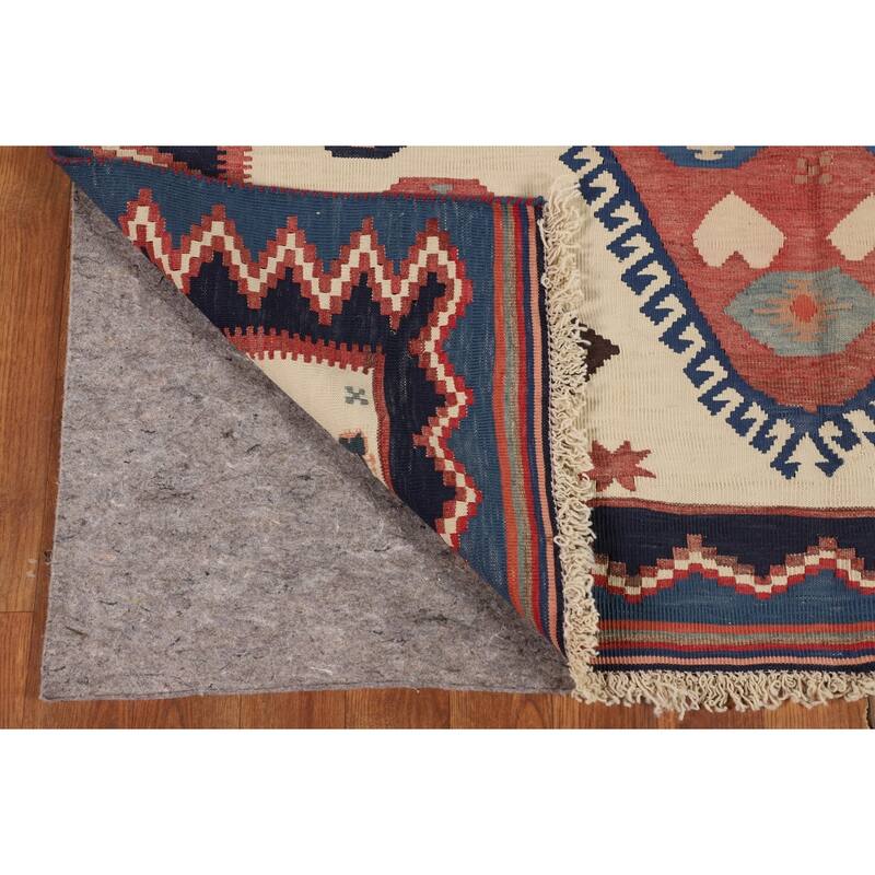 Tribal Kilim Qashqai Persian Vintage Rug Hand-Woven Wool Carpet - 4'8"x 6'3"