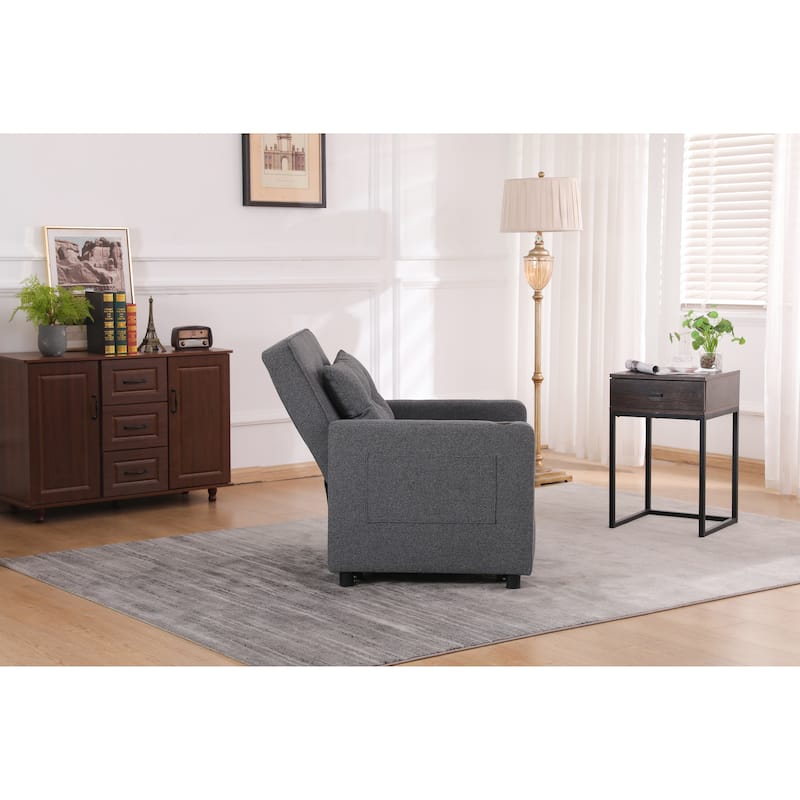Convertible Pull-Out Sofa Bed with Side Pockets, Sleeper Chair with USB Charging, Single Chaise Lounger Chair