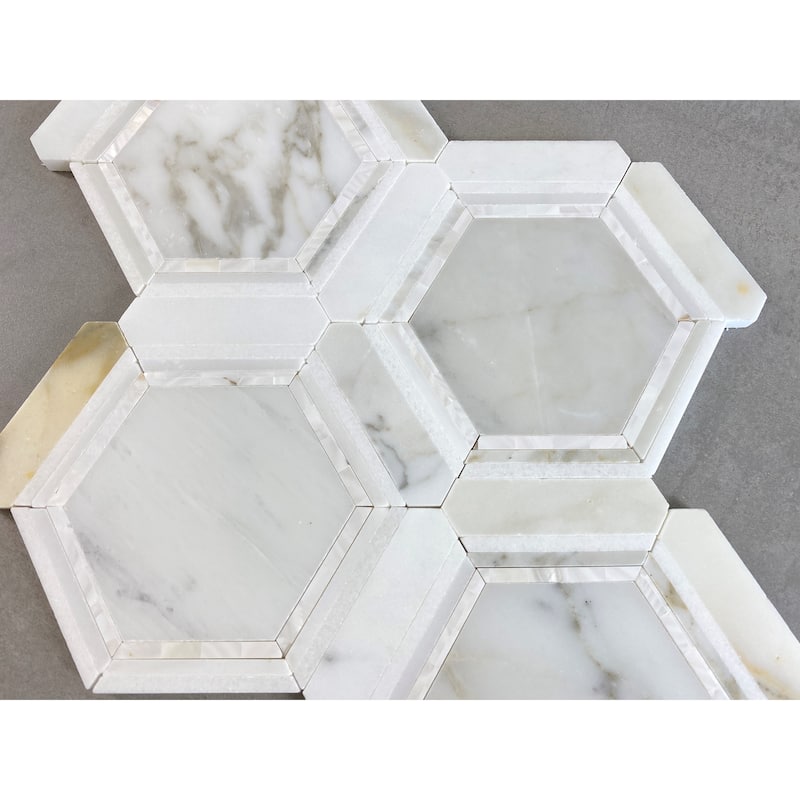 HoneyComb Pattern Marble and Metal Mosaic Tiles - Case (5 Sheets)