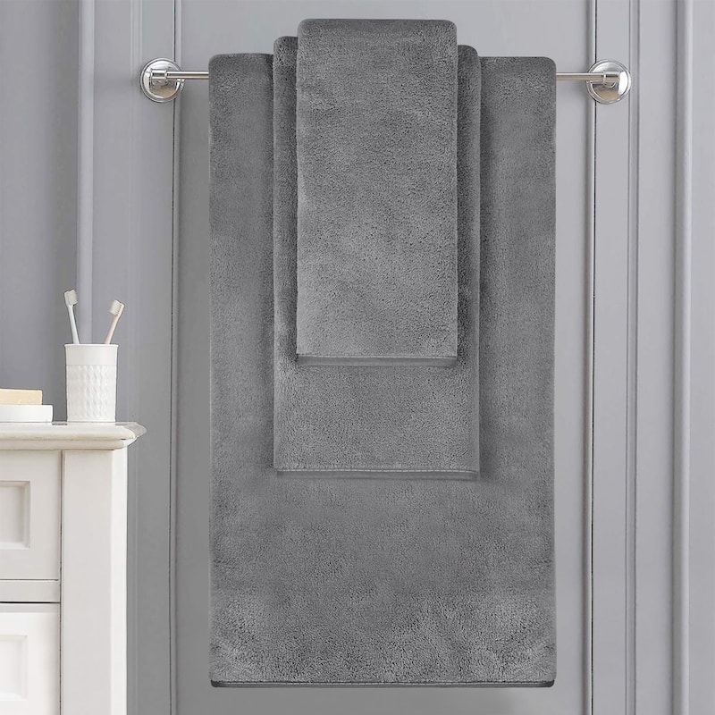 6-Piece Fleece Towel Set(2 Bath Towels,2 Hand Towels,2 Washcloths)