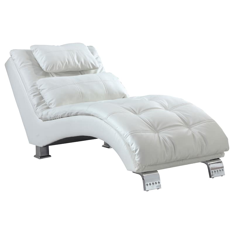 Dilleston Faux Leather Upholstered Tufted Chaise - White