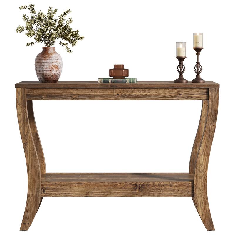 Solid Wood Console Table, 43.3-Inch Farmhouse Entryway Table