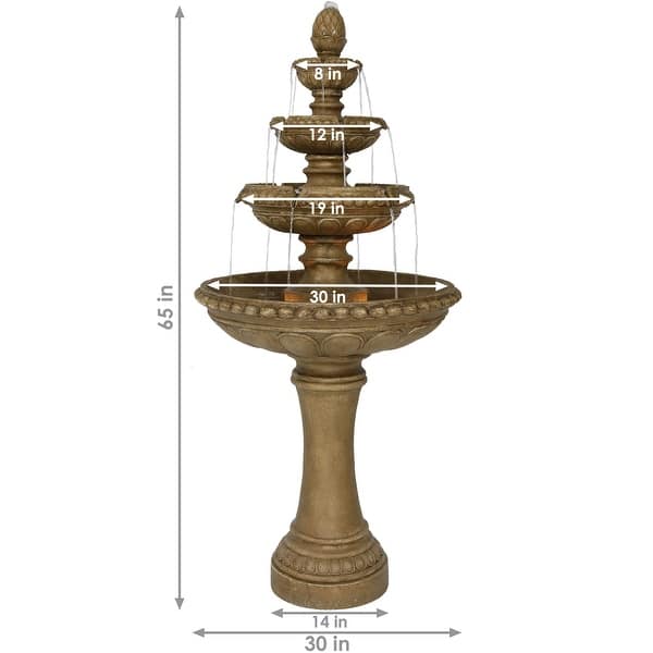 Large Outdoor Patio Electric Eggshell 4-Tier Water Fountain Feature - 65-Inch