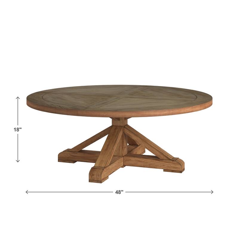 Benchwright Rustic X-base Round Pine Wood Coffee Table by iNSPIRE Q Artisan