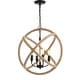 preview thumbnail 7 of 10, Isabelle 4-Light 20" Adjustable Globe Metal/Rope LED Pendant, Black/Brown by JONATHAN Y