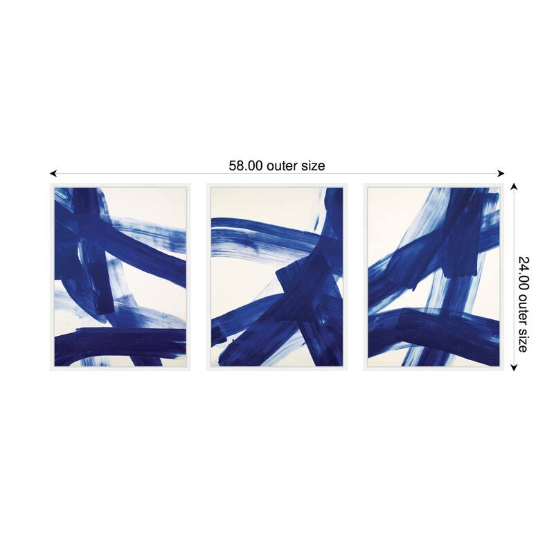 Kate and Laurel Cobalt Mark No. 1, No. 2, & No. 3 3 Piece Framed Canvas Wall Art Set by Amy Lighthall