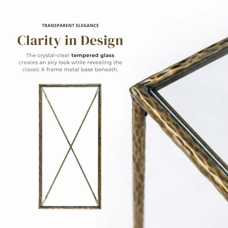 247 Shop At Home Lalia Modern Textured Metal X-Brace Coffee Table