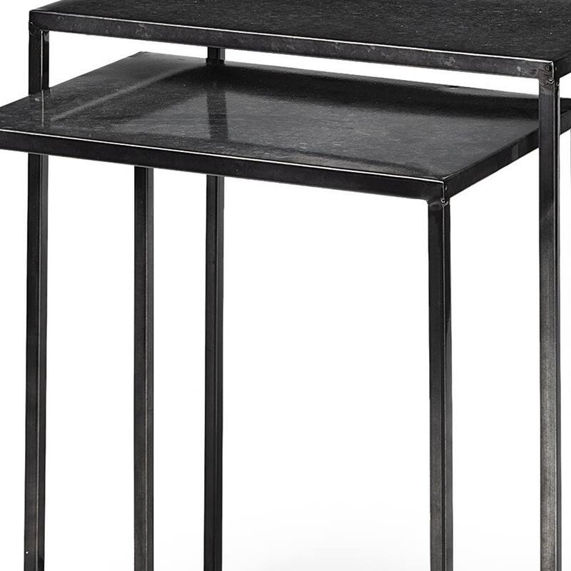HomeRoots Set of Two Black Iron Nested Tables - 12.60 in. x 24.41 in. x 17.72 in.