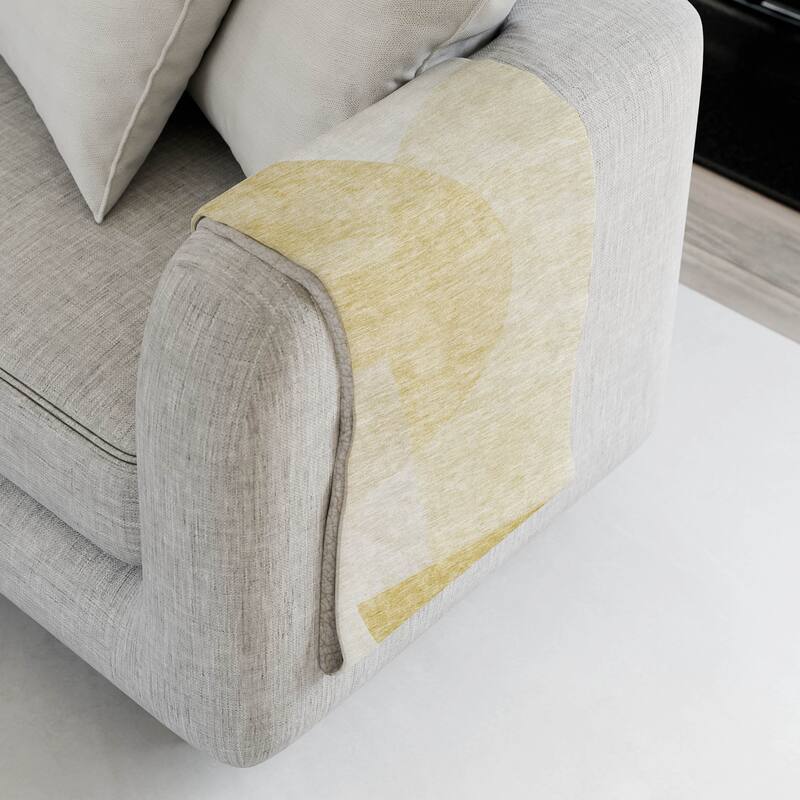 Premium Machine Washable Floral Sherpa Throw Blanket - Gold - 4'2" x 5'10"