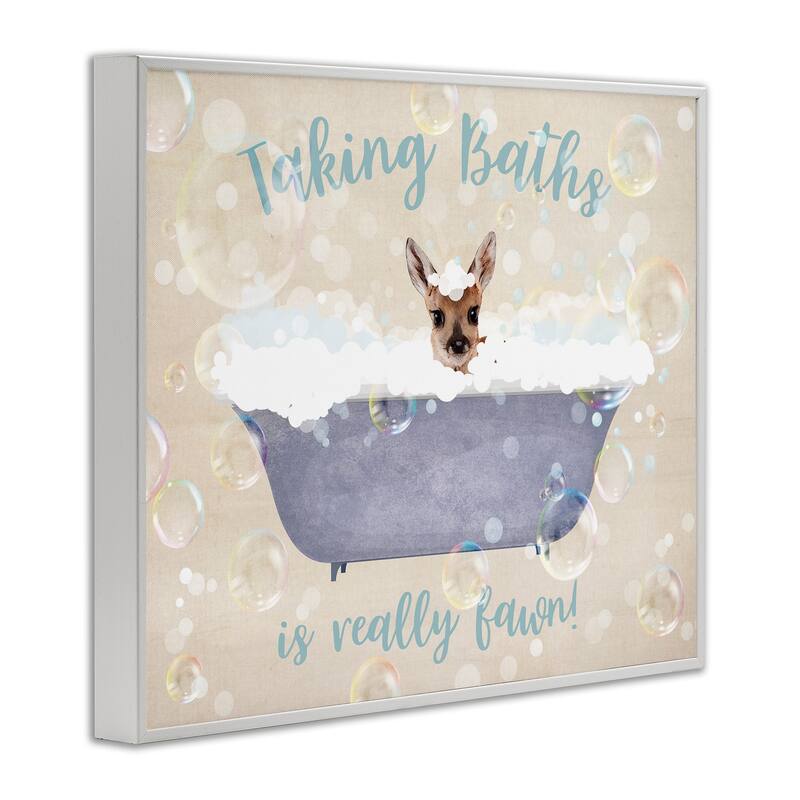 Stupell Taking Baths Is Fawn Framed Giclee Art Design By Susan Arnot