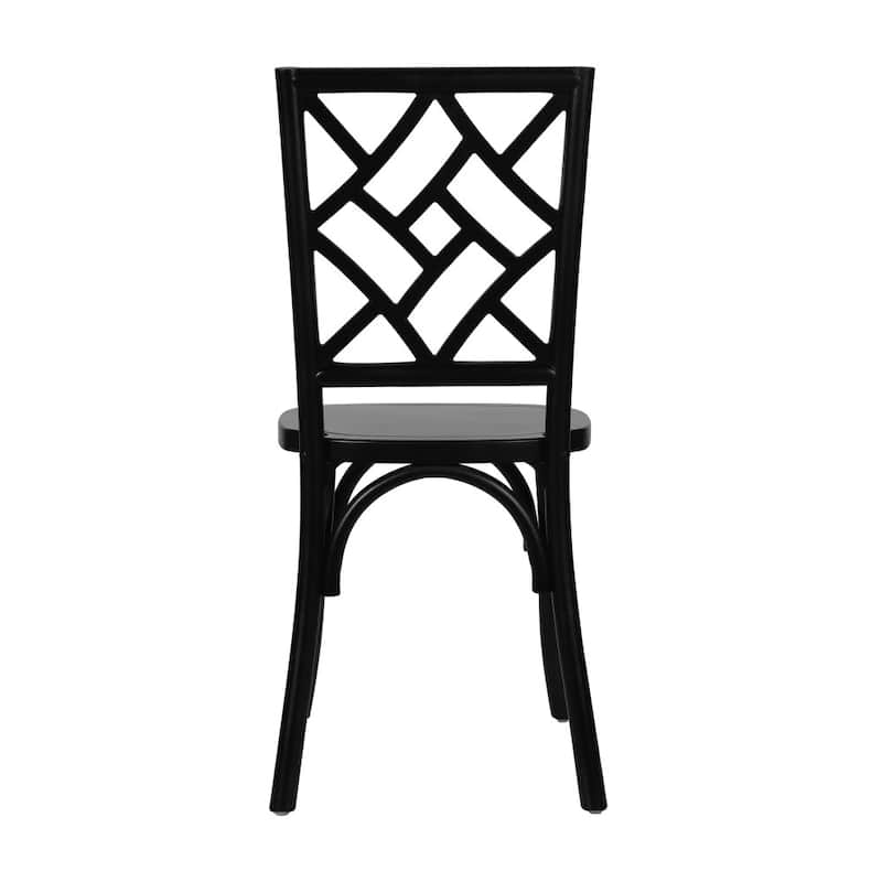 2PK Commercial Solid Wood Stackable Dining Chair with Intricate Back - 19.75"D x 17.25"W x 35.5"H