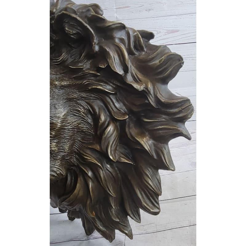 Wall Mounted Hanging Lion Head Bust Sculpture Decor Signed Original Milo 18 Inches X 18 Inches