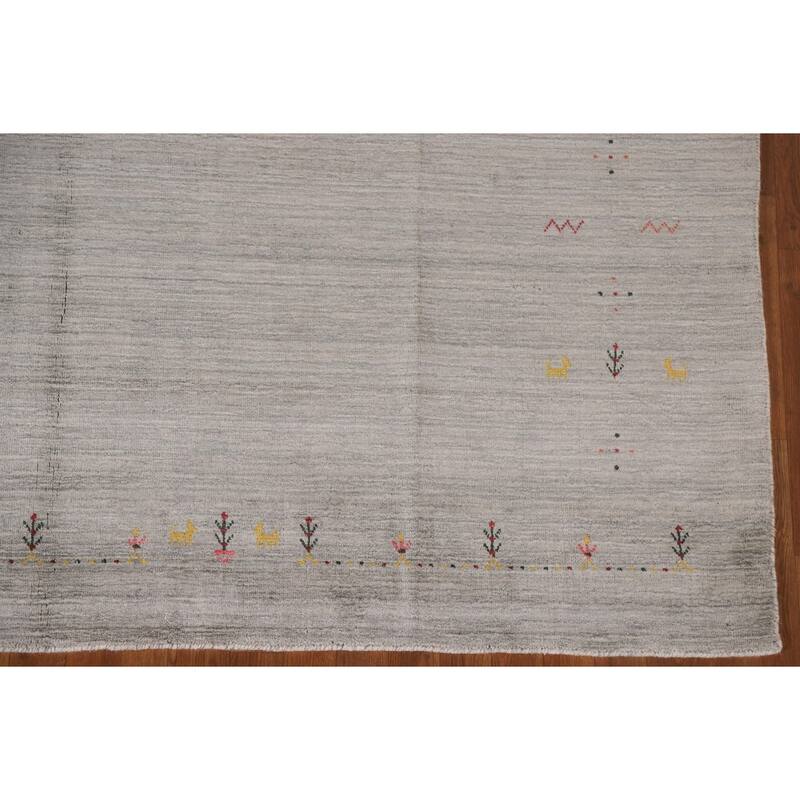 Tribal Gabbeh Area Rug Hand-Knotted Wool Carpet - 7'10"x 9'8"