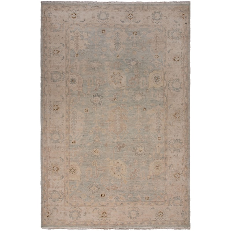 Alora Decor Southwesteren Hand-knotted Bordered Blue Rug