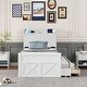 preview thumbnail 1 of 8, Twin Size Platform Bed with Storage Headboard, Extendable Bed with Twin Size Trundle, Wooden Bed with 3 Storage Drawers, White White