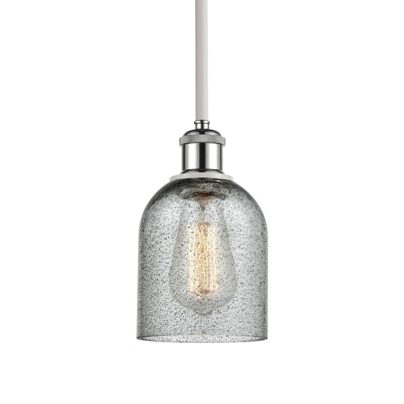 Innovations Lighting 516-1S-10-5 Caledonia Pendant Caledonia 5" Wide - Charcoal / White and Polished Chrome