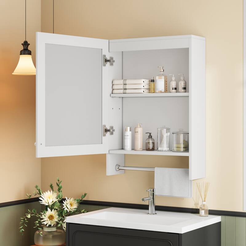 3-in-1 Mirror Cabinet,20"Wall Mounted Medicine Cabinet with Adjustable Shelf & Soft Close Door,High-Define Mirror with Storage
