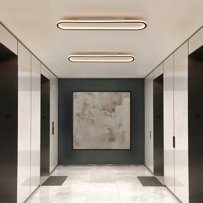 Contemporary Linear Oval LED Semi Flush Mount - 39in 3000K