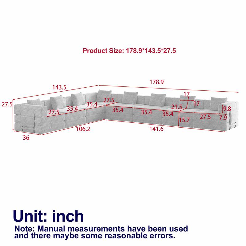 Oversized Corduroy Modular Splicing Sectional Sofa, Freely Combined