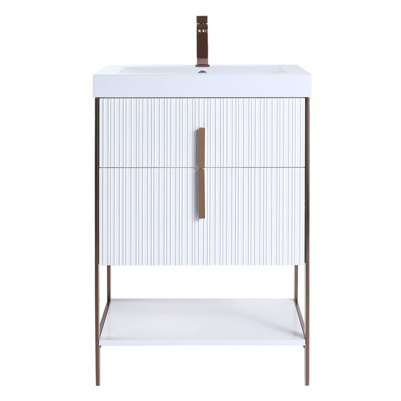 Fine Fixtures Serenity Modern Bathroom Vanity with White Gel Acrylic Top
