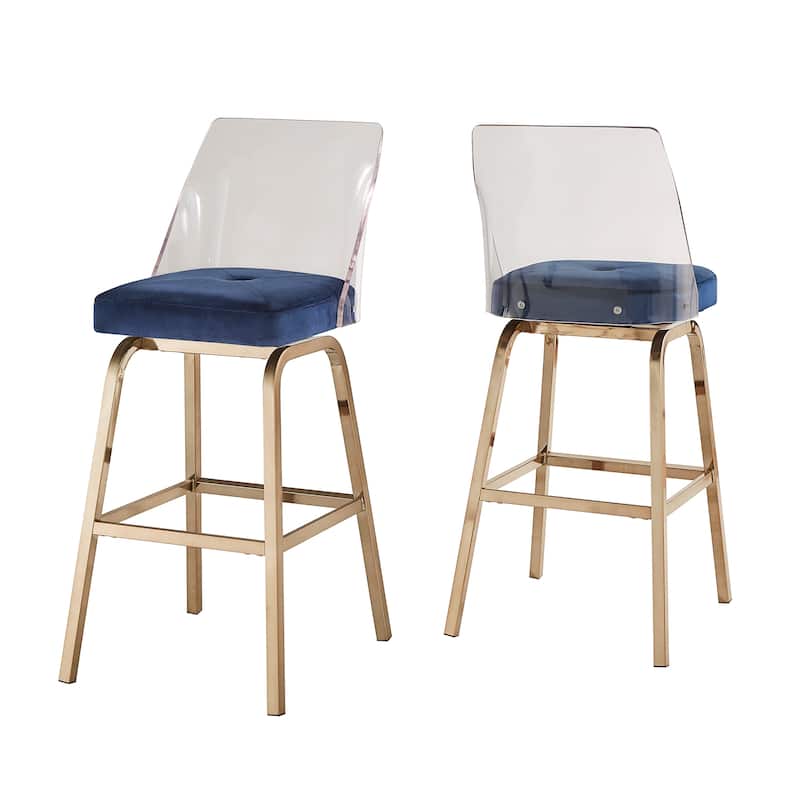 Lennox Velvet Bar Height Swivel Stools (Set of 2) by iNSPIRE Q Bold
