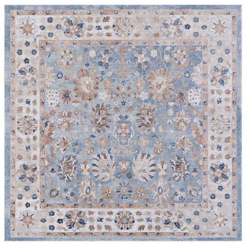 SAFAVIEH Elwood Mariyka Traditional Rug - 6'5" Square - Blue/Navy