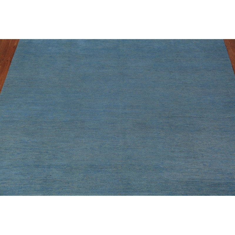Light Blue Modern Gabbeh Oriental Area Rug Handmade Wool Carpet - 6'10" x 9'9"