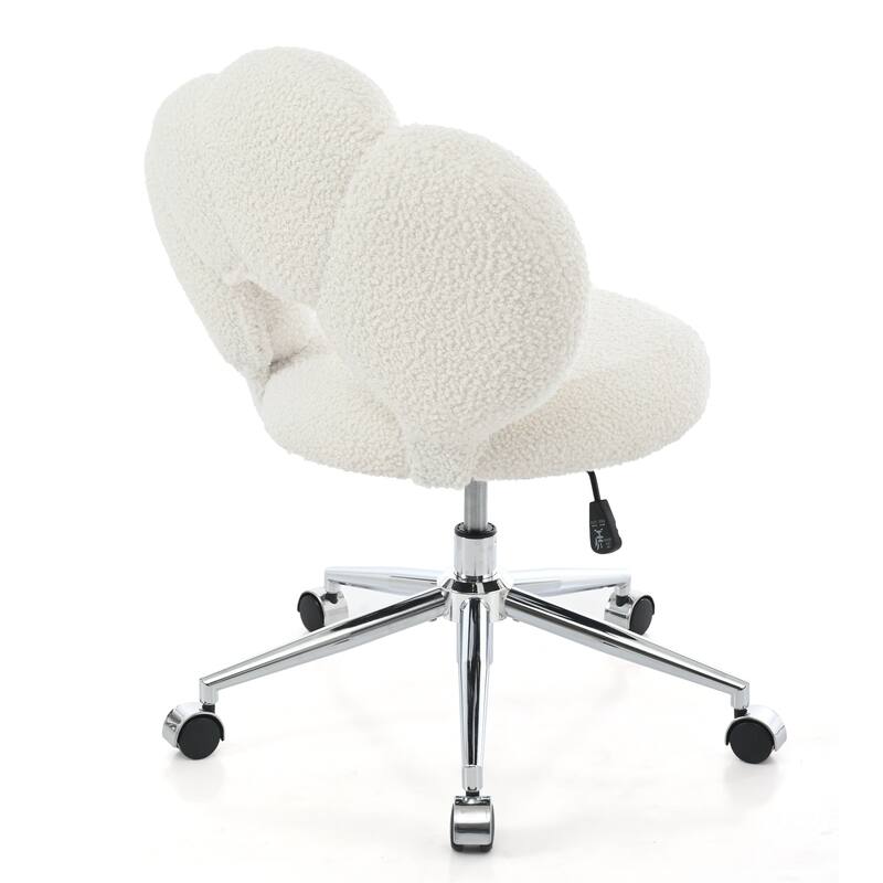 White Modern 24.6" Upholstered 360° Swivel Accent Chair with Five Durable Casters and High-Density Soft Sponge