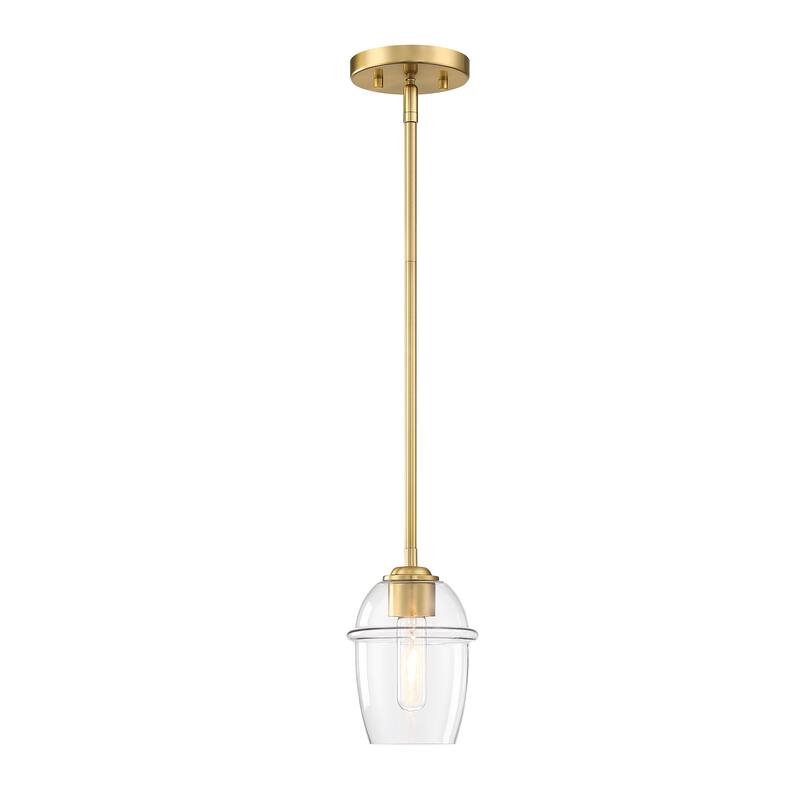 Summer Jazz 60 Watt 1-Light Brushed Gold Transitional Pendant Light with Clear Glass Shade - 8
