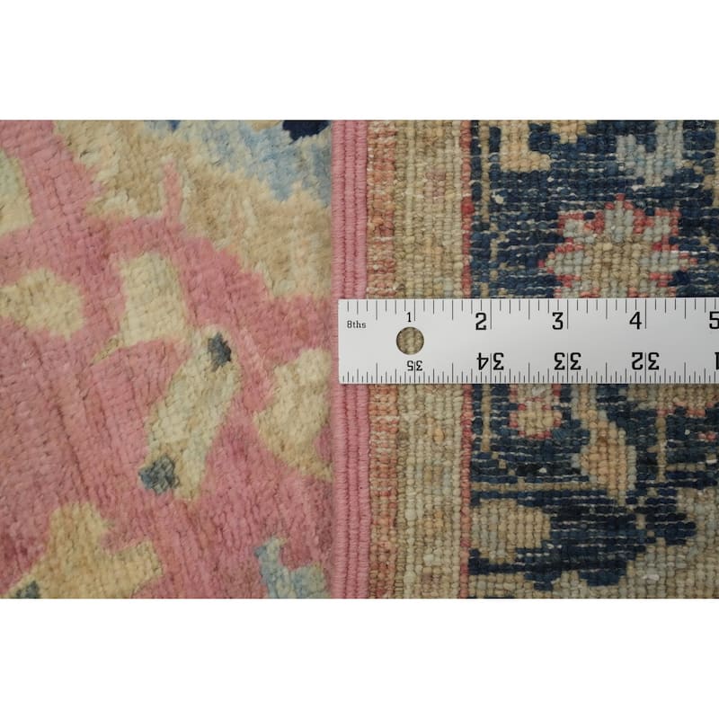 Hand Knotted Oriental 100% Wool Carpet Transitional All-Over Pink Oushak Runner Rug - 14' 7'' X 2' 7''