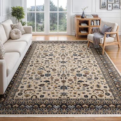 Esme Traditional Floral Border Area Rug