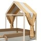 preview thumbnail 6 of 12, Brown+White Twin Size Upholstered house Bed with Curtains for Kids, Boys and Girls