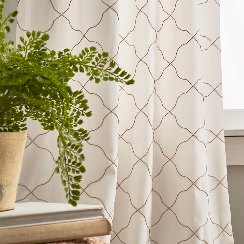 Mallorca Embroidery Back Tab Curtain Panel Pair