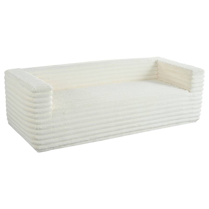 89" Corduroy Sofa, Plush 3-Seater with Square Arms for Living Room, Small Spaces, or Office