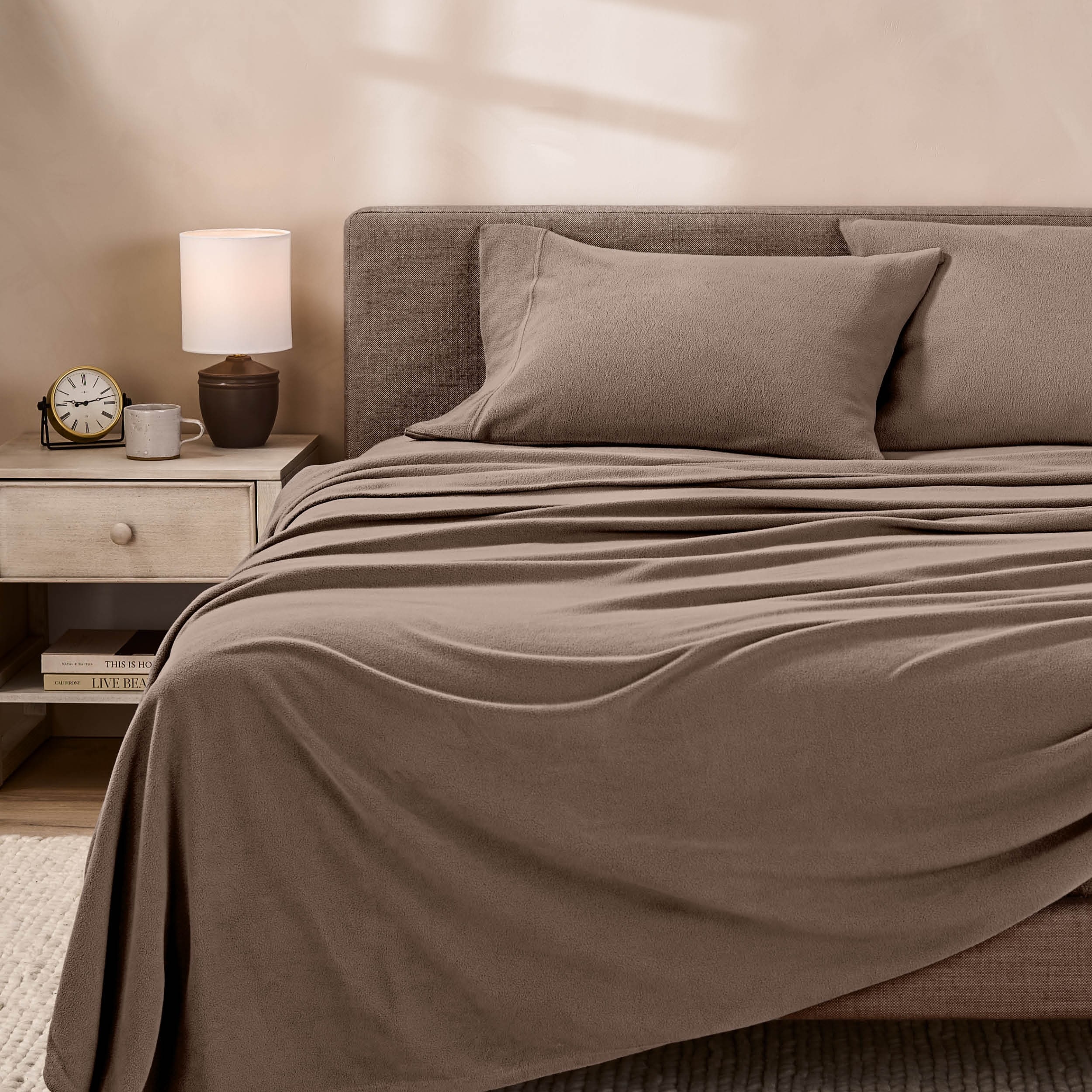 Bare Home Super Soft Fleece Fitted Sheet – Deep Pocket, Solid Color, Machine Washable