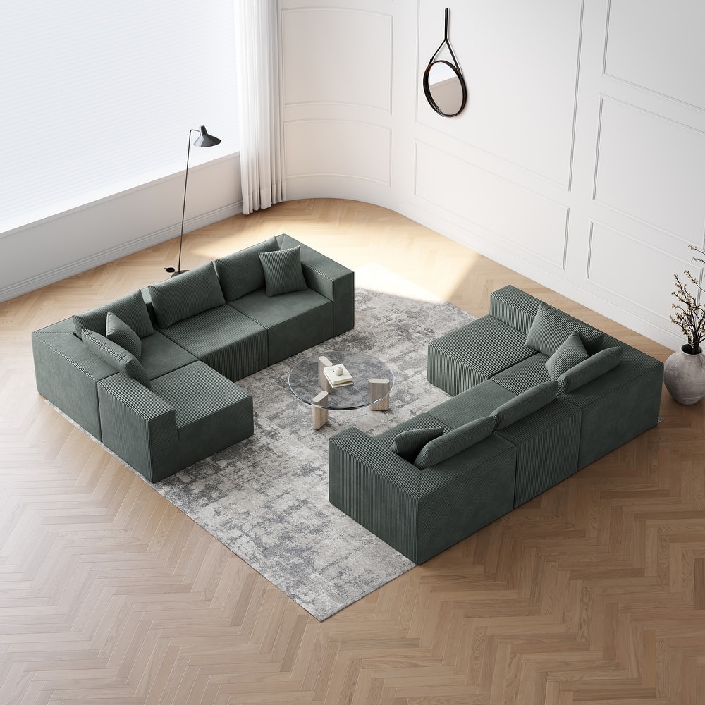 Luxury Floor Standing Couch Set Sectional Sofa Set Corduroy Upholstered Modular Sofa - Freely Combined Into Various Shapes
