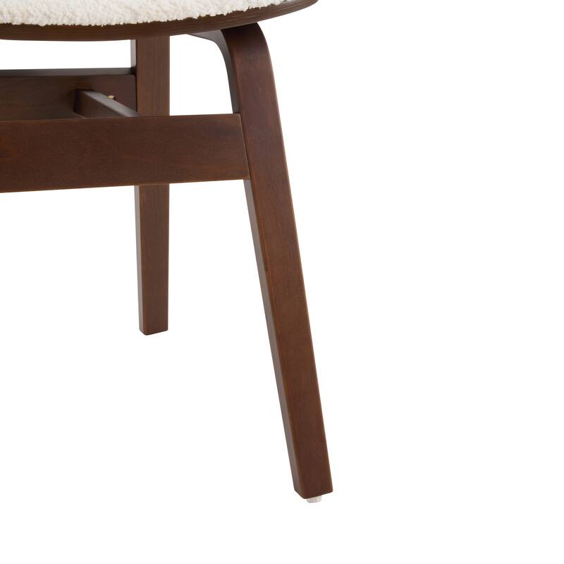 Boucle Fabric Dining Chairs Set of 2, Upholstered Dining Room Chairs with Wood Legs, Accent Arm Chair with Open Backrest