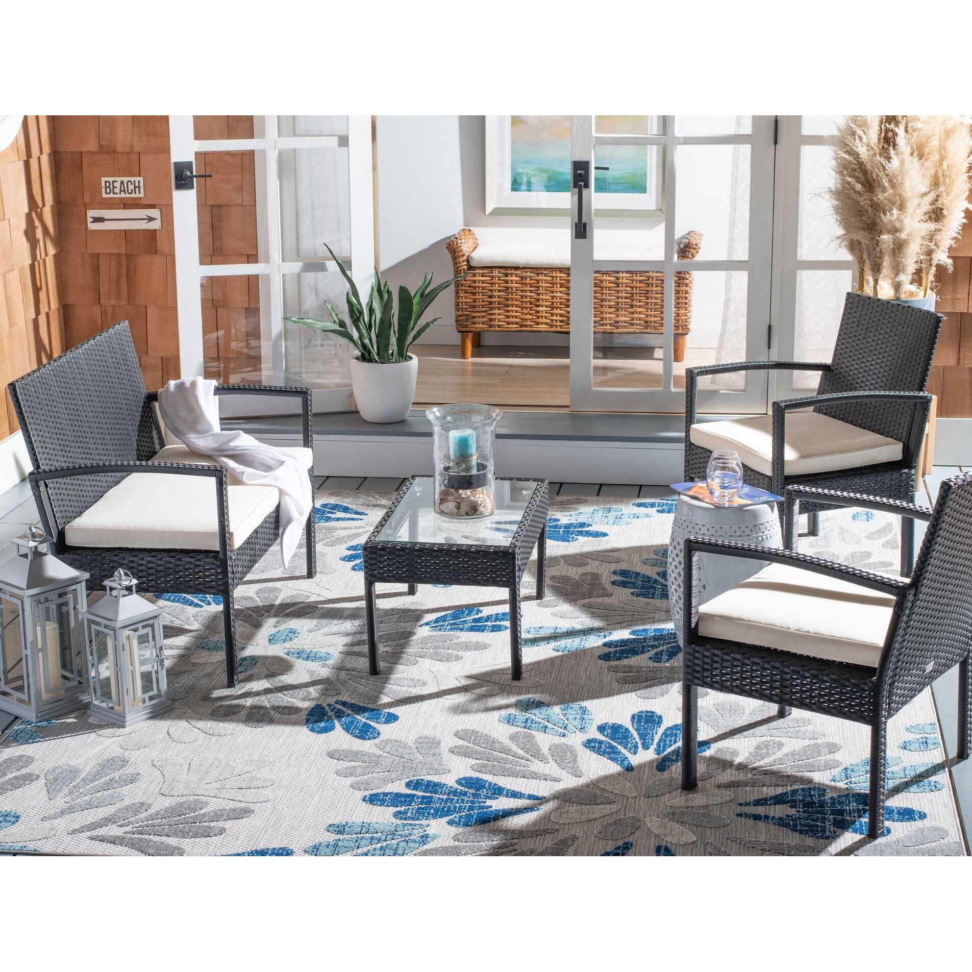 Safavieh Outdoor Living Bassey 4 Piece Patio Set Overstock 30526847