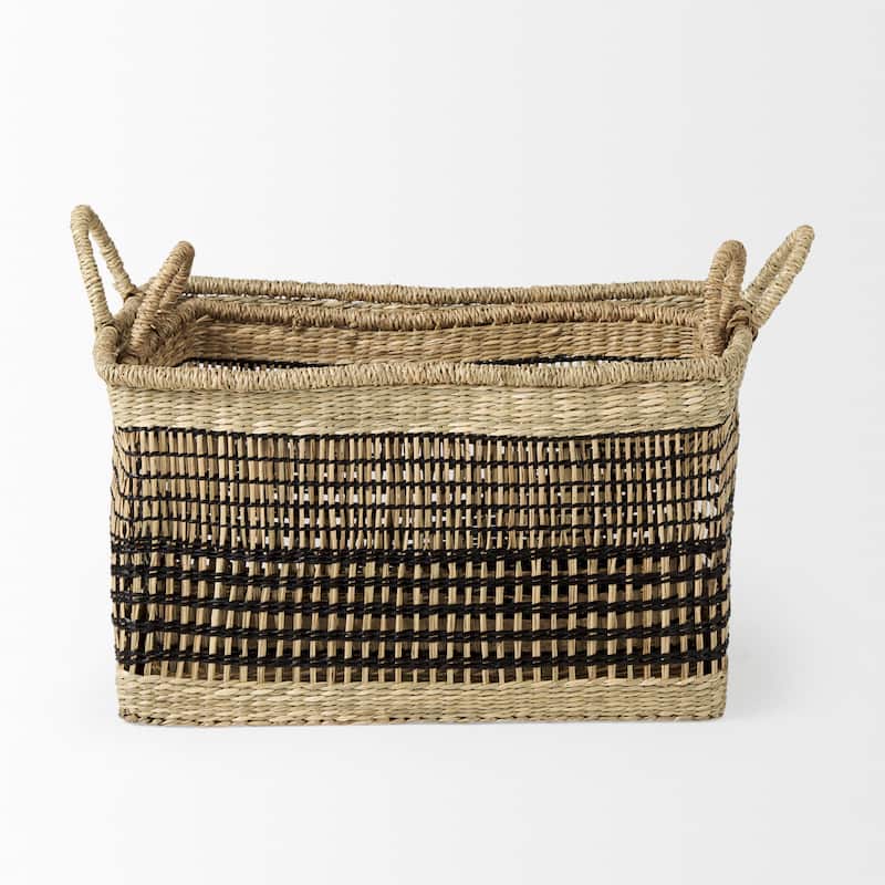Nia Light Brown Seagrass Rectangular Baskets (Set of 2)
