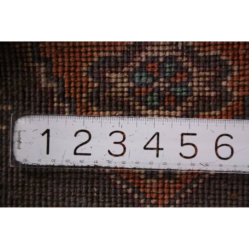 Hand Knotted Oriental 100% Wool Carpet Transitional Geometric Oranges & Rust Anatolian Area Rug - 3' 0'' X 1' 7''