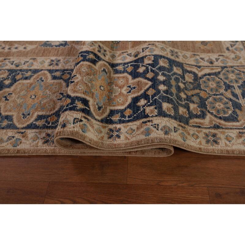 Vegetable Dye Floral Oushak Turkish Area Rug Hand-Knotted Wool Carpet - 9'3" x 12'5"