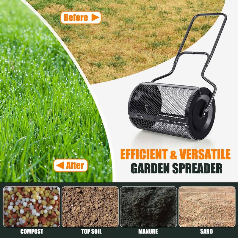 Costway 24" Peat Moss Spreader Compost Spreader with Upgrade Side - See Details