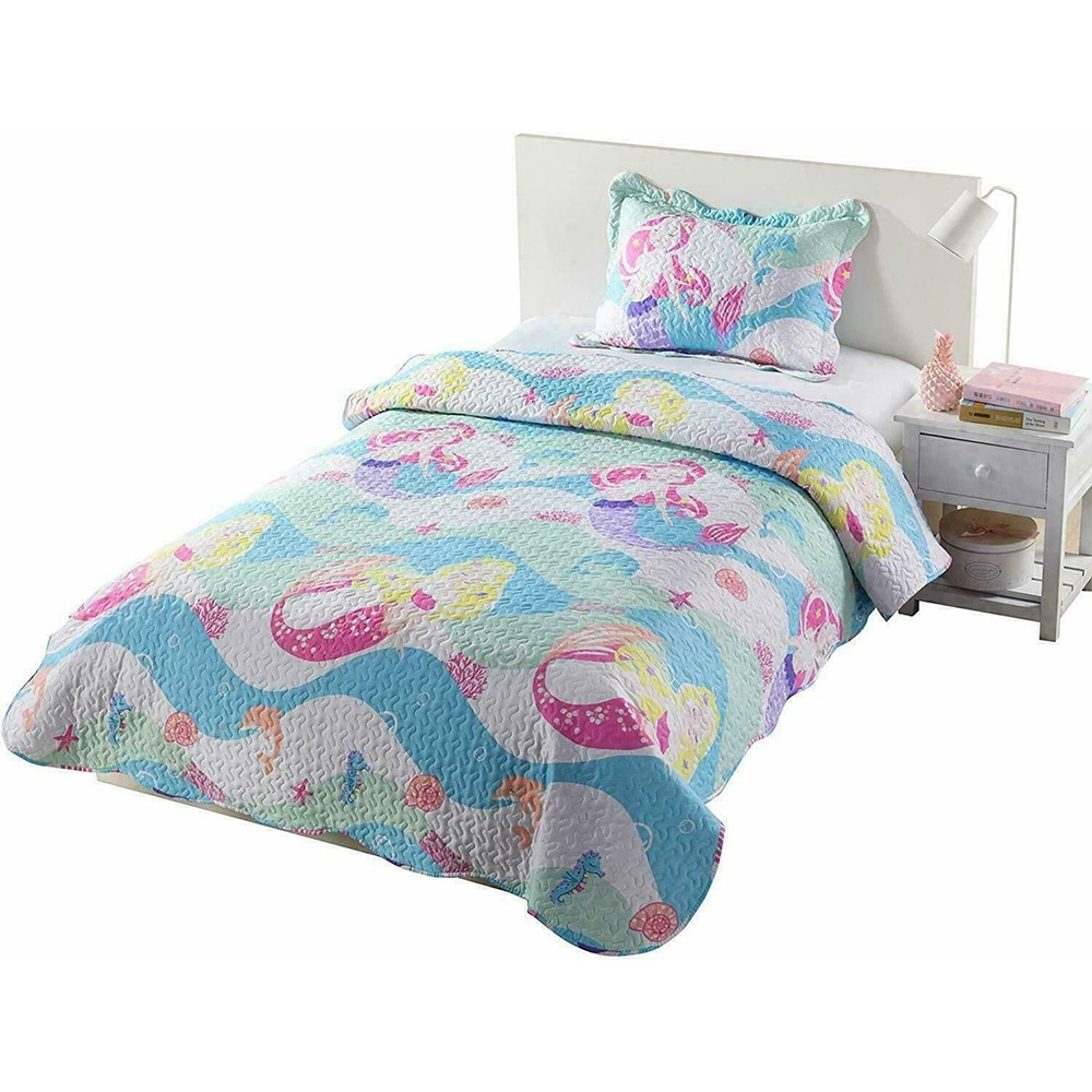Kids Bedspread Quilts Set for Teens Boys Girls Bedding Set Twin 68 X 86 Blue