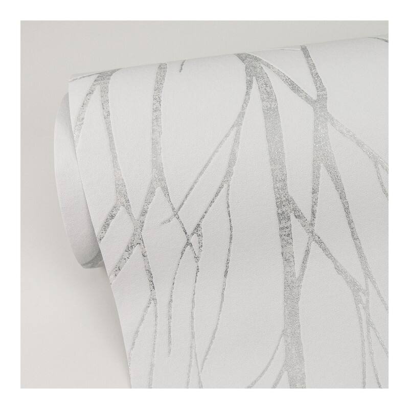 Advantage Diani White Metallic Tree Wallpaper - 21 x 396 x 0.025