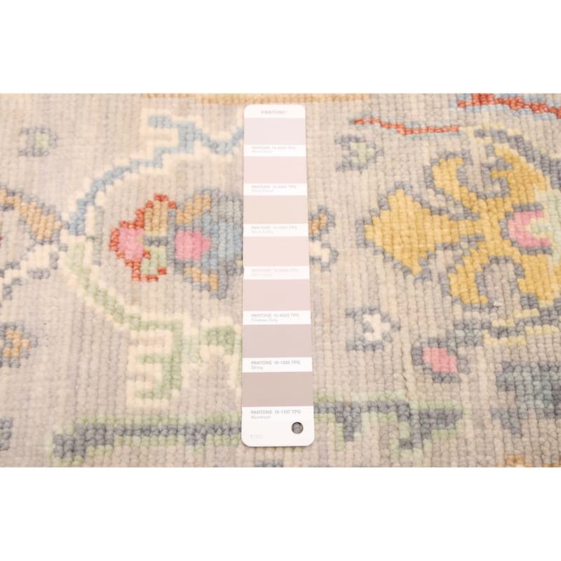 ECARPETGALLERY Hand-knotted Modern Oushak Light Grey Wool Rug - 2'8 x 7'11
